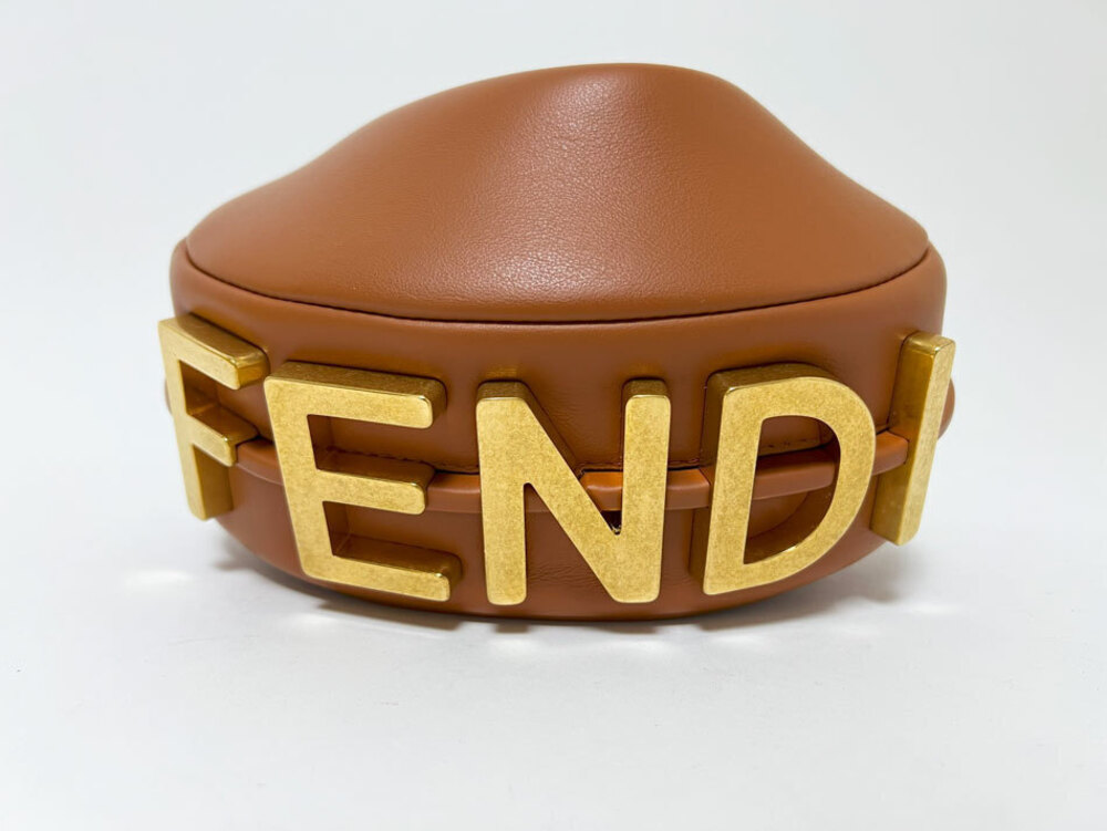 Fendi Graphic Handbag Shoulder Bag Brown Leather - Picture 4 of 10